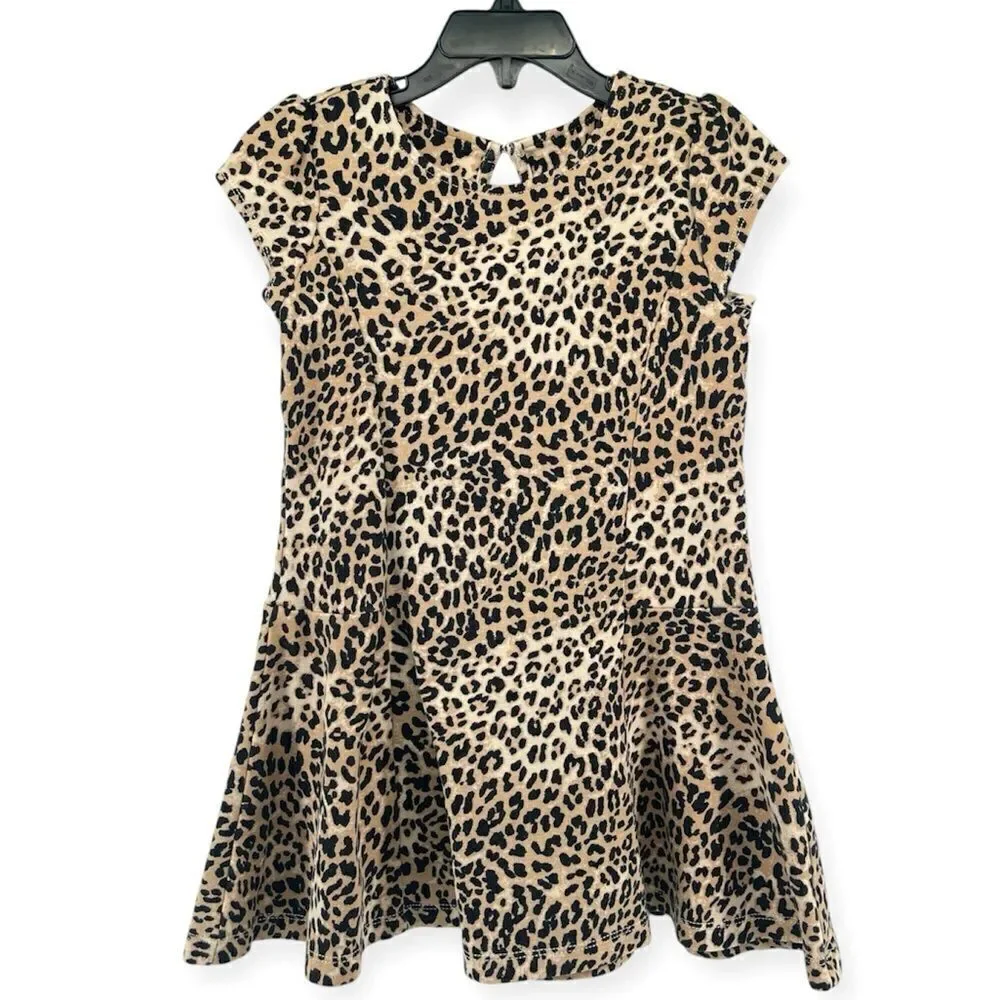Gymboree Girl’s Leopard Print Drop Waist Knit Short Sleeve Dress Size 6